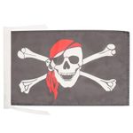 AZ FLAG Pirate Red Bandana Flag 18'' x 12'' cords - Jolly Roger SMALL flags 30 x 45cm - Banner 18x12 in