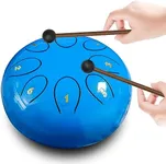 REGIS Alloy Steel Tongue Drum 8 Notes 6 Inches Chakra Tank Drum Steel Percussion Padded Travel Bag and Mallets (Light blue, 8 Notes 6 Inches)