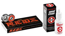 BONES BEARING REDS Bearings - 8 Pack (Nylon, Ball Bearing, Skateboard-bearings), Pre-lubricated with Speed Cream Racing Lubricant, High Speed, Removable Rubber Shield for Easy Cleaning