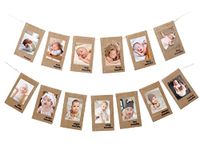 1st Baby Birthday Photo Banner from Newborn to 12 Months, Monthly Milestone Photograph Rustic Bunting Garland for Baby First Birthday Decoration by Ucity