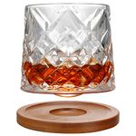 WICHBEEN Crystal Whiskey glasses,Rotatable -10 Oz old fashioned whiskey glasses,bar whiskey glasses,style glassware for bourbon,perfect Idea for scotch lovers,glasses for scotch, rum glasses,Diamond