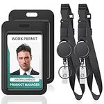 Pawfly 2 Pack Retractable Adjustable Lanyard Heavy Duty Neck Lanyard with Retractable Badge Reel Quick-Release Buckle and Adjustable Length Strong Wide Nylon Strap with Sliding ID Badge Holder