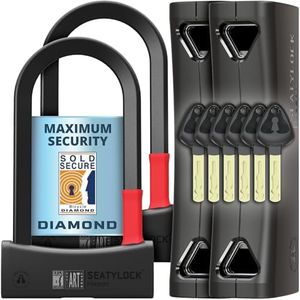 Seatylock Mason Bike U Locks - Set of 2 Matching Patented Heavy Duty Anti Theft Diamond Secure ULocks with 6 Identical Keys - Ultra Security for Electric or Mountain Bikes & Scooters (7.1 Inch)