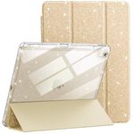 JETech Glitter Cover Case for iPad Air 13-Inch M4/M3/M2 (2026/2025/2024) with Pencil Holder, Cute Sparkly Slim Cover for Kids and Girls, Shiny Clear Back Shell (Gold)