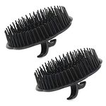 Segbeauty 2 Packs Scalp Massage Shampoo Brush, Plastic Massage Hair Brushes Shower Comb for Deep Cleaning Scalp Men's Hand Brush Beard Brush Pet Grooming Brushes with Long or Short Teeth (Black)