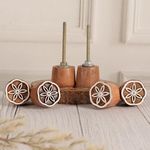 Hashcart® Wooden Multi Design Wooden Knobs for Home | Set of 6 | Unique Handmade Round Knobs for Doors | Floral Design Knobs for Cabinets and Drawers | Perfect Drawer Knobs for Kitchen