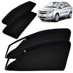 Autofact Magnetic Window Sunshades/Curtains for Chevrolet Sail [Set of 4pc - Front 2pc with Zipper ; Rear 2pc without Zipper] (Black)