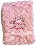 art2tshirt Personalised Embroidered Baby Fluffy Blanket Prince Princess with Name Boy Girl with Crown (Pink)