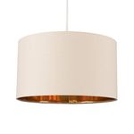 MiniSun Large Modern Beige & Gold Cylinder Ceiling Pendant/Table Lamp Drum Light Shade