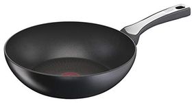 Tefal Unlimited On, Premium Cookware, 28 cm Wok Pan, UK's Longest Lasting Non-stick, Frying Pan, Heat Indicator, Induction Hob Compatible, Dishwasher Safe, Aluminium, Black, G25919AZ