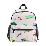 CHIFIGNO Animal Print Kids Backpacks School Backpack Kindergarten Children Bag with Name Tag for Boys Girls 3-7 Years, Colorful Cute Cars, M, Travel Backpacks