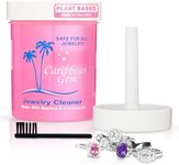 Caribbean Gem All Purpose Jewelry Cleaner Kit w/8oz Cleaning Solution, Basket & Brush - Jewelry Cleaner Kit for Gold, Silver, Diamonds, Rings, Gems & Precious Stones