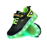 WDRHC LED Light up Trainers 7 Colors Luminous Super Blinking USB Rechargeable Breathable Outdoor Sport Running Shoes Fantastic Gymnastic Tennis Sneakers Gift for Boys and Girls Birthday Black