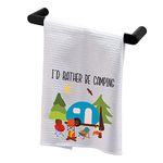 BDPWSS Camping Kitchen Towel I'd Rather Be Camping Cute Camper Dish Towel Happy Camper Gift Outdoor Camping RV Owner Gift (Rather Camping TWCA)