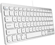 Macally Small Wired Keyboard for Mac and Windows - 78 Scissor Switch Keys Compatible Apple Keyboard - USB Mini Keyboard That Saves Space and Looks Great - Plug and Play Wired Mac Keyboard - Aluminum