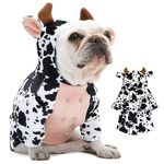 DELIFUR Cow Pet Dog Costume French Bulldog Funny Cow Holiday Outfit Cute Hoodie Halloween Costume for Cat Puppy Small and Medium Dog (Medium)