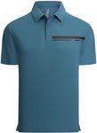 Alex Vando Mens Pique Golf Shirt Seamless Collar Moisture-Wicking Short Sleeve Dynamic Polo Shirts for Men,Teal,S