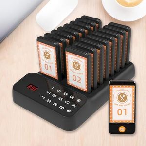 FXLYUTXP Restaurant Pager System,16 Pagers Beepers for Restaurants,Restaurant Waiting Buzzers Queue Paging System,Wireless Customer Guest Calling System for Business Servers(Black)