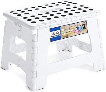 ACKO Folding Step Stool 9 Inch Step Stool 300 lb Capacity Plastic Foldable Step Stools for Kids and Adults, Folding Stool for Kitchen, Stepping Stool with Handle White Small Step Stool 1PC
