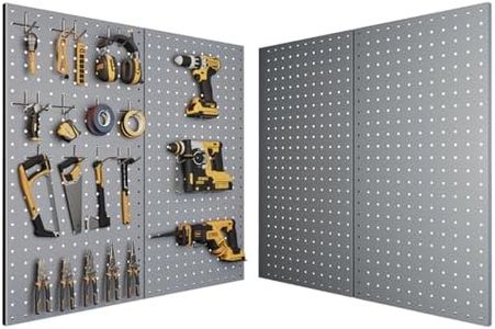 DIOOSN Pegboard, Metal Peg Board, Pegboards Wall Organizer with 76 Pcs Hooks, Sturdy Peg Board for Garage Tool Organization, Home & Office Wall Decoration (Grey, 4 Pack)