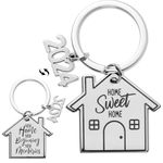 2pc New Home Keyring New Home Gifts for Couple House Warming Gifts New Home Sweet Home Key Chain with Envelope First Home Gifts