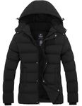 Wantdo Women's Winter Warm Jacket Hooded Winter Coat Quilted Thicken Puffer Jacket with Removable Hood Black S