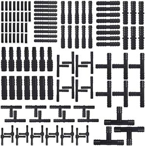 115 PCS Vacuum Connector Assortment Heat Resistance 240℃（460℉）12 Sizes Automotive Vacuum Tubing Connector Vacuum Tee Connector Assortment Kit (Black,Nylon)