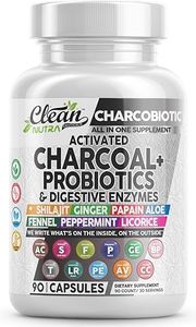 Clean Nutra Activated Charcoal Capsules Shilajit 5000mg Pills Probiotic 200 Billion + Digestive Enzymes for Digestive Health with Peppermint Fennel Licorice Papain Ginger Turmeric | Gut Health