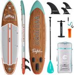 COOLCAA Dolphin Lite 11'8" Inflatable Stand-Up Paddle Board, 490Lbs Capacity SUP Board with 34'' Extra Wide, Fishing Paddleboard with Accessories & Bag for Adults Youth (Timber Skiff)