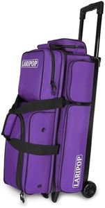 LARIPOP 3 Ball Bowling Bags with Wheels,Rolling Bowling Ball Bag for 3 Balls & Accessories -Retractable Handle Extends to 38"