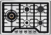 ROBAM 30-Inch Gas Cooktop, 5 Burners with 20,000 BTU High-Power Burner, All-Brass Burners, 304 Stainless Steel, Flame Failure Protection, Dual Fuel (NG/LPG), Easy Clean Built-in Stove Top G513