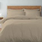 Pizuna Cotton Double Duvet Cover Set, 500 Thread Count 100% Combed Cotton Sateen Weave Bedding Duvet Cover Sets with Hidden Button Closure (Simply Taupe Double Bed Quilt Cover Set)