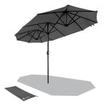 VOUNOT 3m Double Garden Parasol, Extra Large Rectangular Patio Table Umbrella, with Crank Handle, Protective Cover, UV 50+, Grey