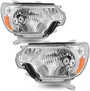 AUTOSAVER88 Headlights Assembly Compatible with 2012 2013 2014 2015 Tacoma Pickup Headlamp Replacement Chrome Housing Clear Reflector (Driver and Passenger Side)