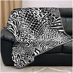 Luxury Fleece Throw Blankets, Animal Skin Throws For Sofas or Couch, Snuggly & Cozy Bed Blanket, Grey, 150X200 Cm