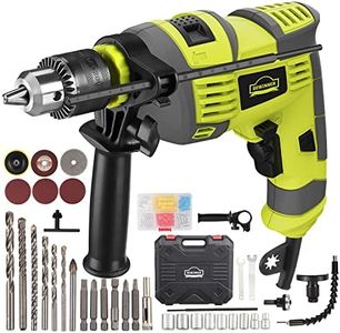 Taladro de martillo, taladro de impacto eléctrico con cable de 710 W, portabrocas de metal de 13 mm, 0-3300 RPM, potente taladro de velocidad variable para taladrar en acero