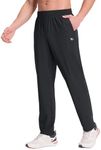 BALEAF Men's Workout Pants Lightweight Running Athletic Joggers with Zipper Pockets Tapered UPF50+ Sweatpants Quick Dry Black XL