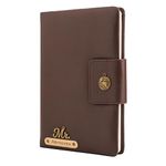 AICA Personalized Name & Charm Leather Notebook Diary - A5 Size, 200 Ruled Pages (DarkBrown) | Customized Gifts for Men Women Husband Wife Mom Dad