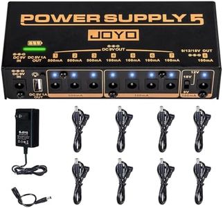 JOYO Guitar Pedal Power Supply Rechargeable with 8 Isolated Outputs DC 9V 12V 18V (100mA, 500mA) and USB Jack for Pedalboard Effect Pedals (JP-05)