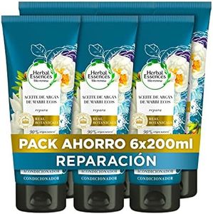 Herbal Essences Acondicionador Reparador Con Aceite De Argán, Para Pelo Seco Y Dañado, 6x200ml