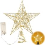 Christmas Star Tree Topper Metal Tree Top Star Party Decor with Led Lights Ornament for Festive Christmas Pentagram Xmas Tree Décor Adornment