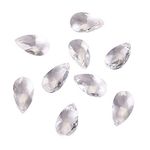 Beadthoven 100pcs Teardrop Glass Beads Clear Faceted Dorp Crystal Beads Top Drilled Dangle Pendants for Jwewelry Making Chandelier Home Hanging Decor, Hole: 1mm