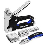 X-COTEC Staple Gun Heavy Duty with 3000 Staples, 3 in 1 Heavy Duty Staple Gun for Wood, Wall Stapler, Anti-Slip Adjustable Force Quick-Jam Release Heavy Duty Staple Gun for Upholstery Wood