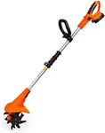 Ukoke Cordless Tiller Cultivator 20V 2.5 A Battery 280 max RPM Powered Tiller Cultivator, w/24 Steel Blade Cultivate Max Tilling 5'' deep Path by 7.8'' Wide, Orange, ST1902