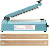 Metal body,Impulse Sealer 8 inch, Manual Heat Sealer Machine for Plastic Bags, Shrink Wrap Bag Sealers Heavy Duty Sealing Machine With Repair Kit (Blue)