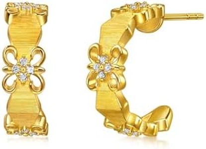 CHOW SANG SANG 999 Gold Gold Rhyme Iris Flower Diamond Earrings for Women 96158E