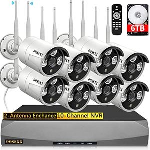 (90 Days Storage & Dual Antennas for WiFi Enhanced) AI Human Detected 2K 3.0MP Wireless Security Camera System,OOSSXX 10-Channel NVR HD Outdoor Home Surveillance WiFi Cameras Systems