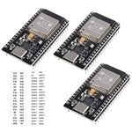 3Pcs ESP32 Development Board WiFi + Bluetooth Microcontroller Dual Cores Type C ESP-32 ESP-32S Board ESP-WROOM-32 CP2102 Chip 38Pin Narrow Version 2 in 1 Dual Core Low Power Consumption ESP-32S