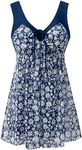 wantdo Women's One Piece Swimsuit Padded Swim Dress Swimwear with Short Sunflower 26-28