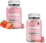 Glutathione Collagen Gummies, Glutathione Collagen Glow Gummies for Dark Spot,60 Pieces/Bottle Korea Glutathione Gummies for Women, Skin Care (2 Pcs)